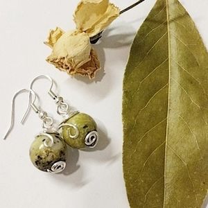 Yellow Turquoise Gemstone Drop Earrings